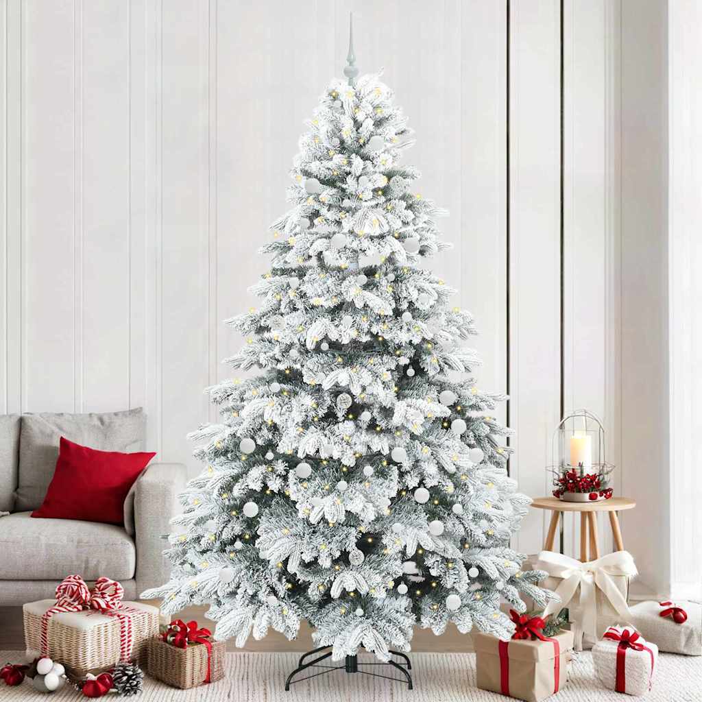 vidaXL Artificial Christmas Tree with 300 LEDs White 240 cm PE and PVC 1