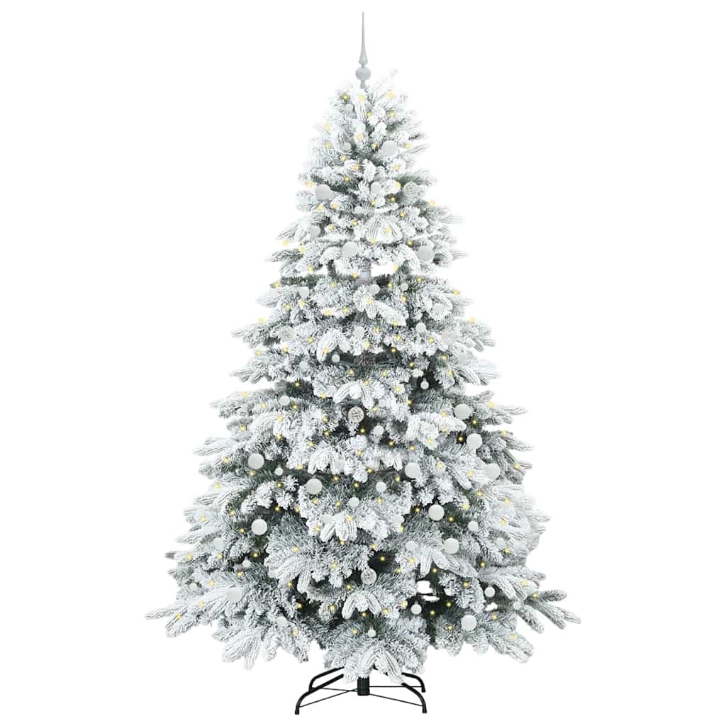 vidaXL Artificial Christmas Tree with 300 LEDs White 240 cm PE and PVC 3