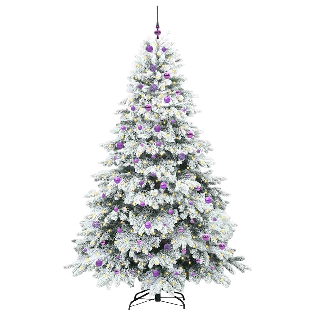 vidaXL Artificial Christmas Tree with 300 LEDs White 240 cm PE and PVC 3
