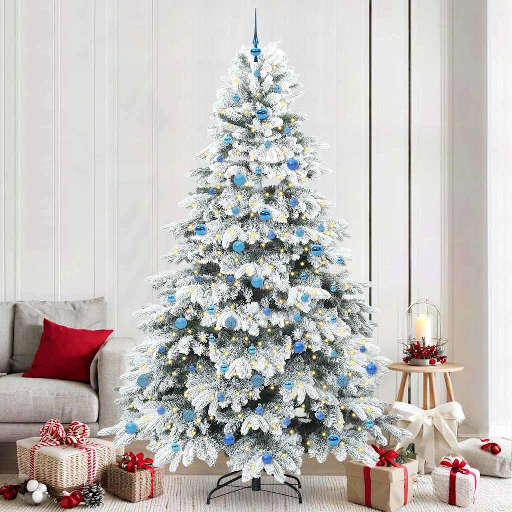 vidaXL Artificial Christmas Tree with 300 LEDs White 240 cm PE and PVC 1