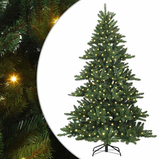 Artificial Hinged Christmas Tree PVC and Steel Green 210 cm with LEDs