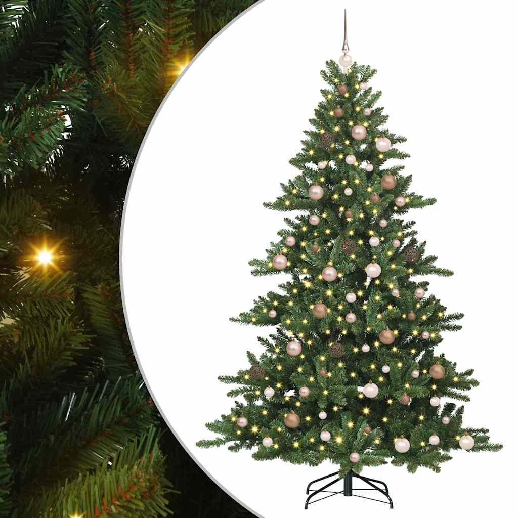 vidaXL Artificial Hinged Christmas Tree Green 210 cm PVC and Steel 2