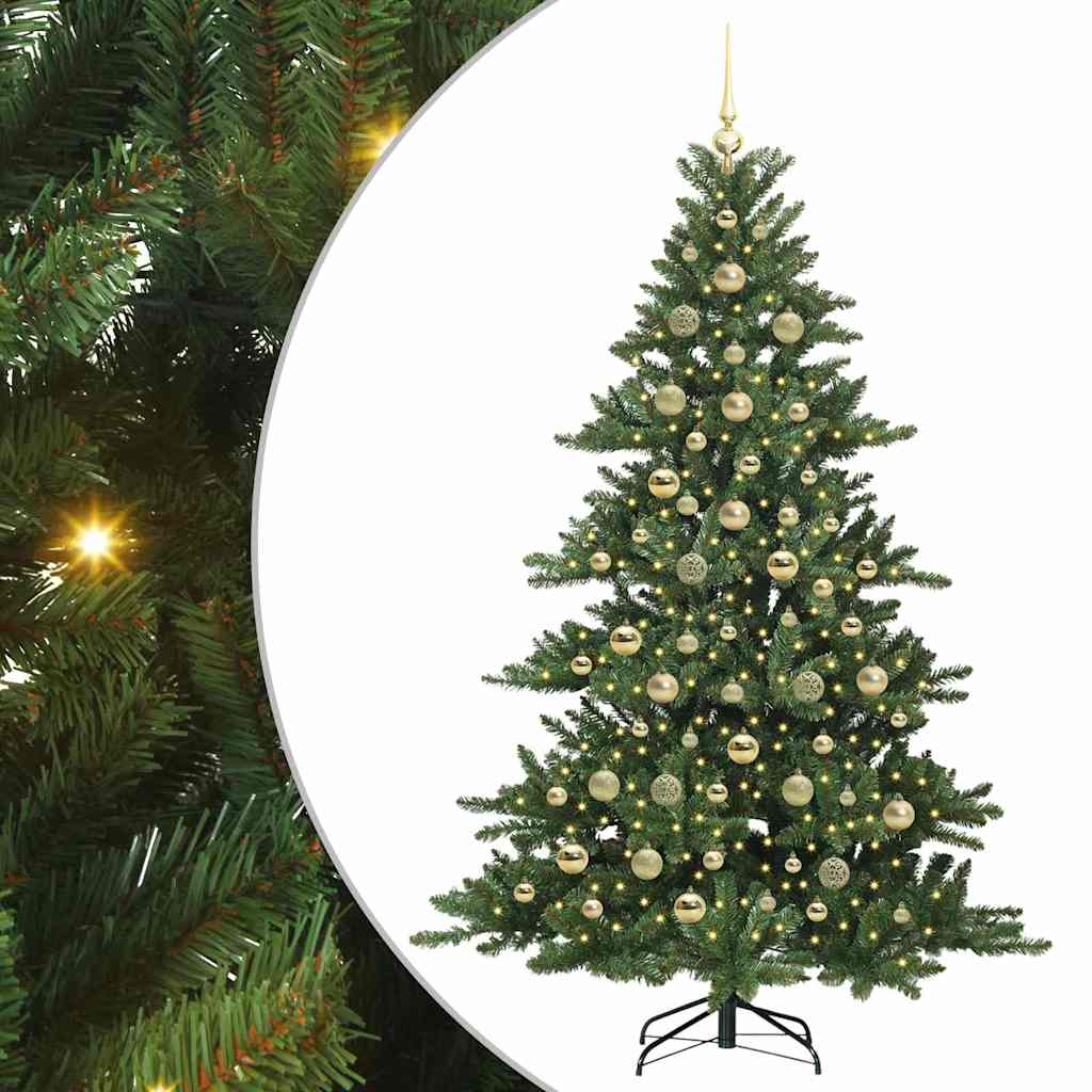vidaXL Artificial Hinged Christmas Tree Green 210 cm PVC and Steel 2