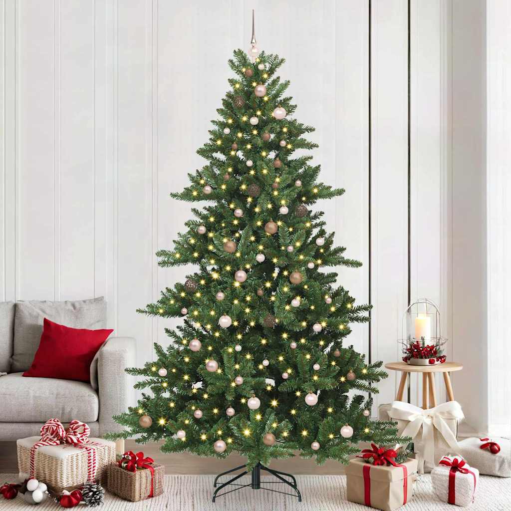 vidaXL Artificial Hinged Christmas Tree Green 240 cm PVC and Steel 1