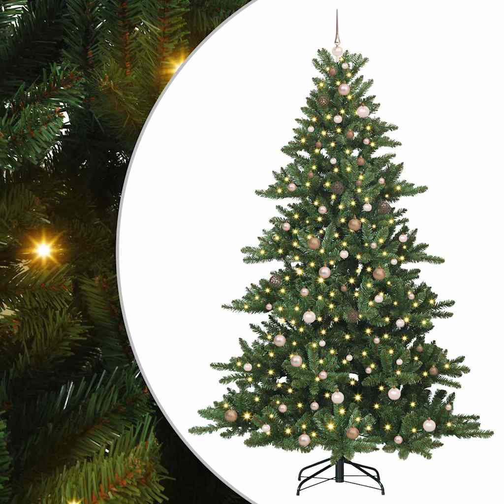 vidaXL Artificial Hinged Christmas Tree Green 240 cm PVC and Steel 2