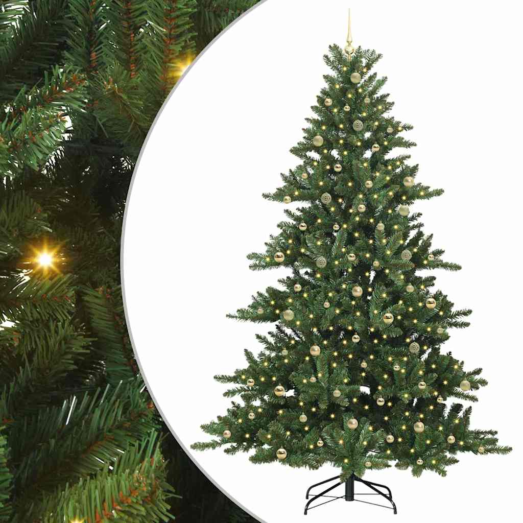 vidaXL Artificial Hinged Christmas Tree Green 240 cm PVC and Steel 2
