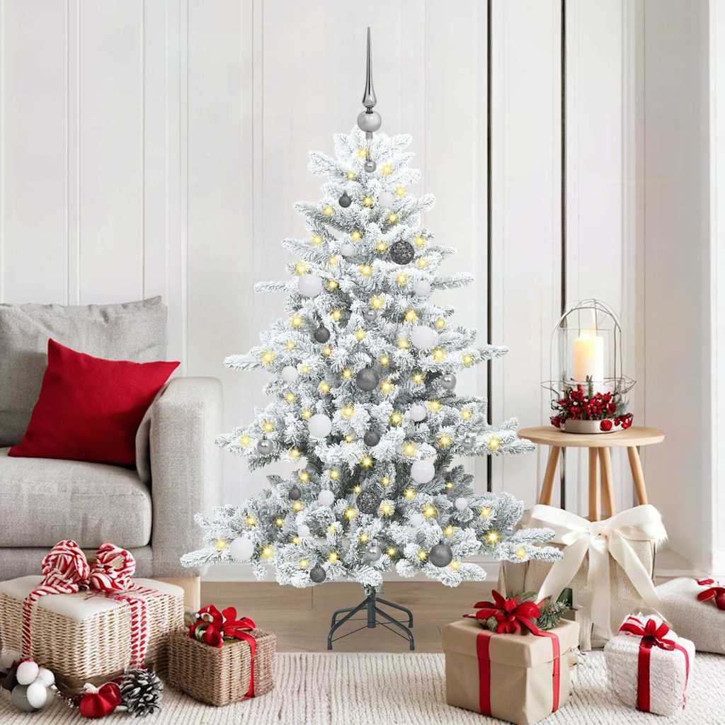 vidaXL Artificial Hinged Christmas Tree White 150 cm PVC and Steel 1