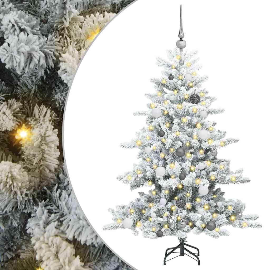 vidaXL Artificial Hinged Christmas Tree White 150 cm PVC and Steel 2