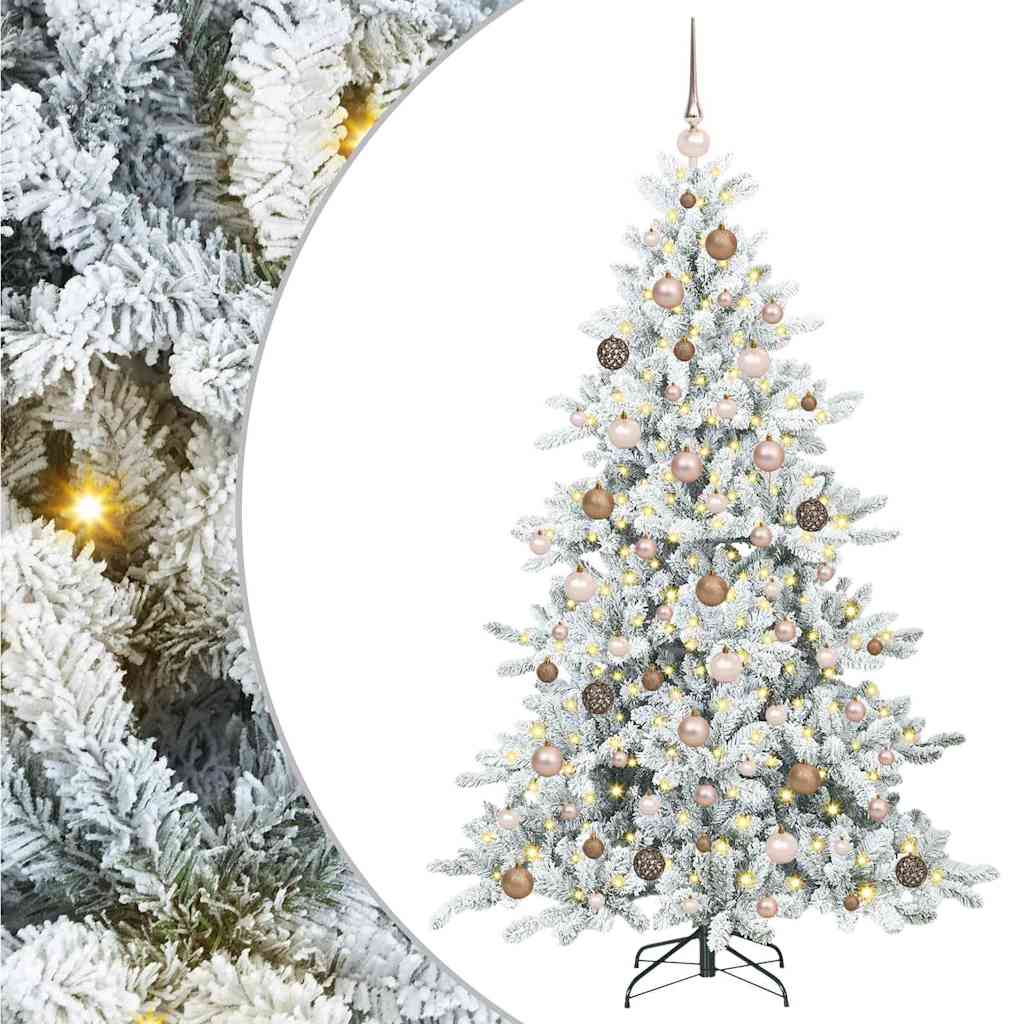 vidaXL Artificial Hinged Christmas Tree White 180 cm PVC and Steel 2