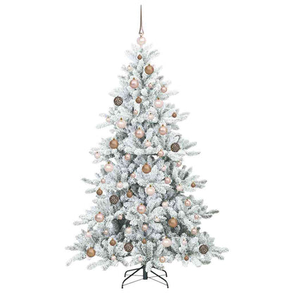 vidaXL Artificial Hinged Christmas Tree White 180 cm PVC and Steel 4