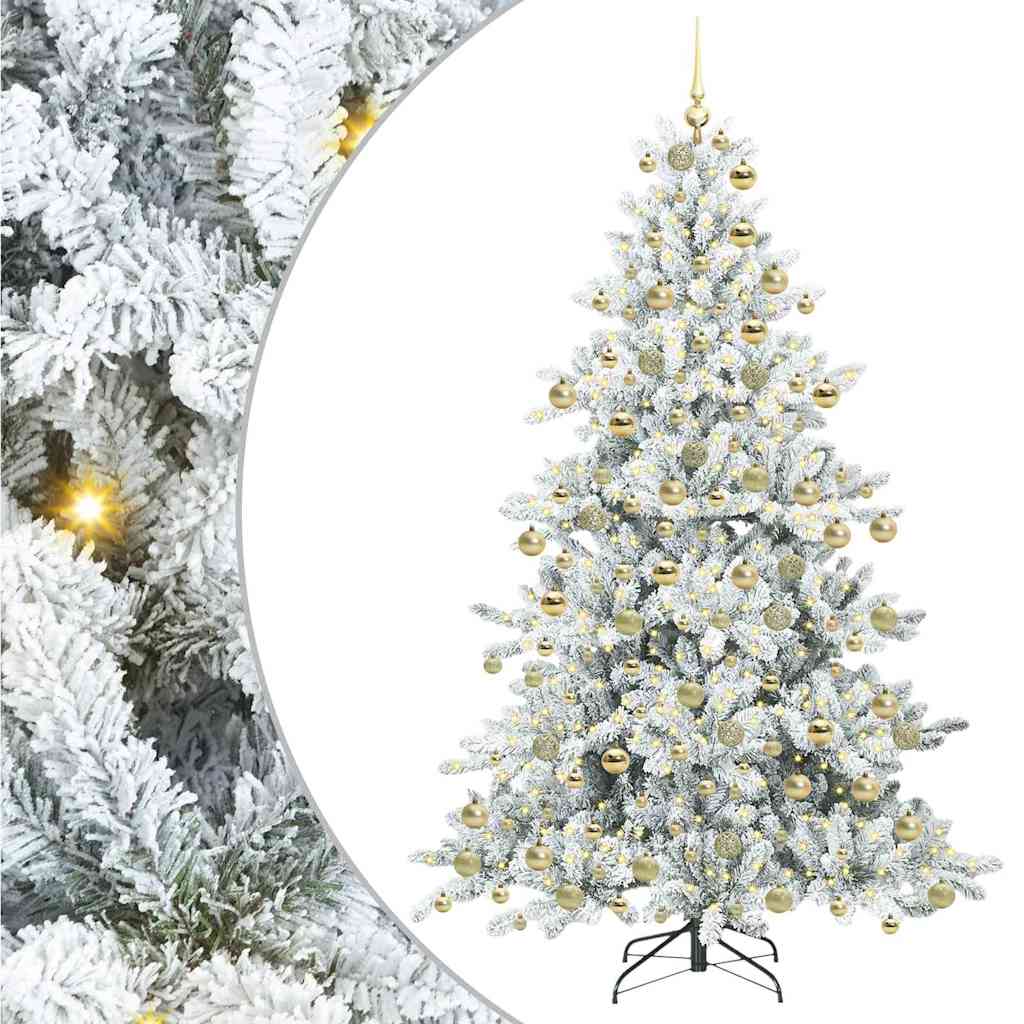 vidaXL Artificial Hinged Christmas Tree White 180 cm PVC and Steel 2