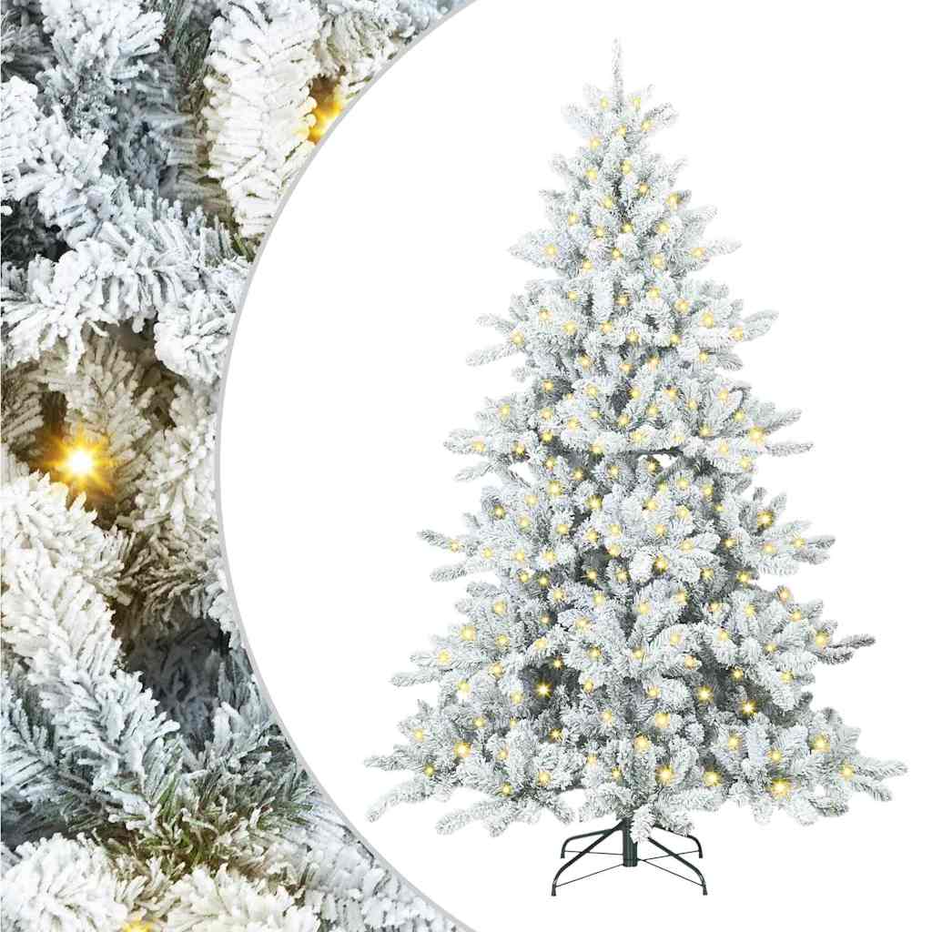 vidaXL Artificial Hinged Christmas Tree White 210 cm PVC and Steel 2
