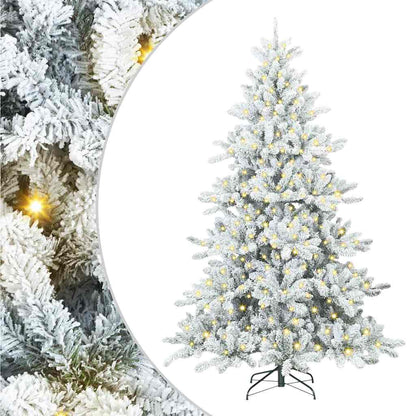 vidaXL Artificial Hinged Christmas Tree White 210 cm PVC and Steel 2