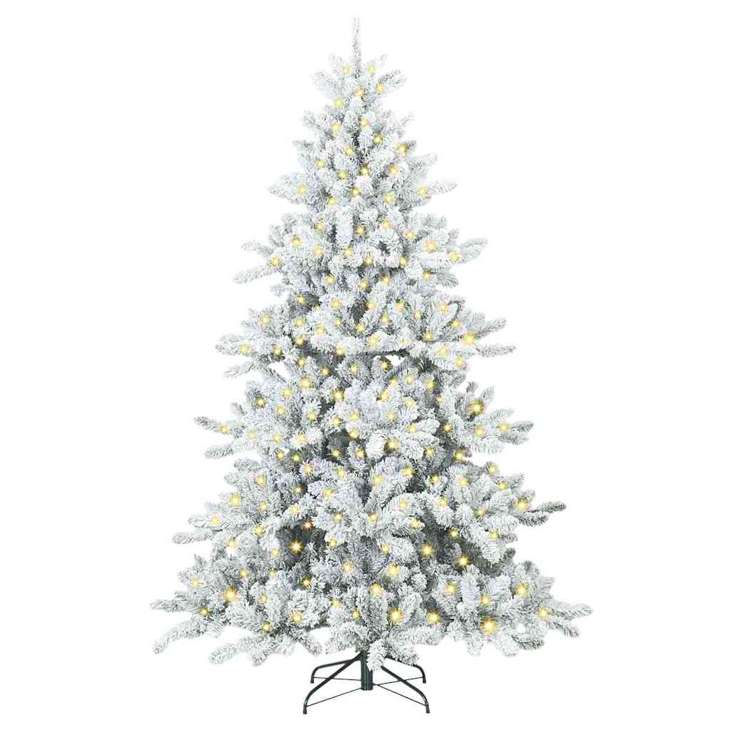 vidaXL Artificial Hinged Christmas Tree White 210 cm PVC and Steel 3