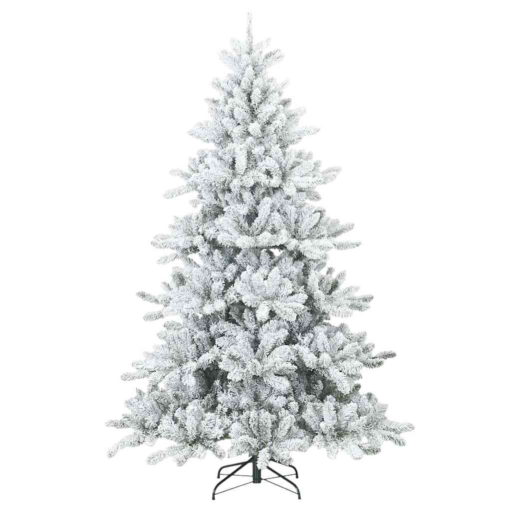 vidaXL Artificial Hinged Christmas Tree White 210 cm PVC and Steel 4