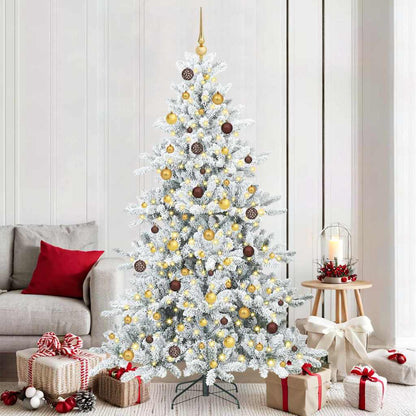 vidaXL Artificial Hinged Christmas Tree White 210 cm PVC and Steel 1
