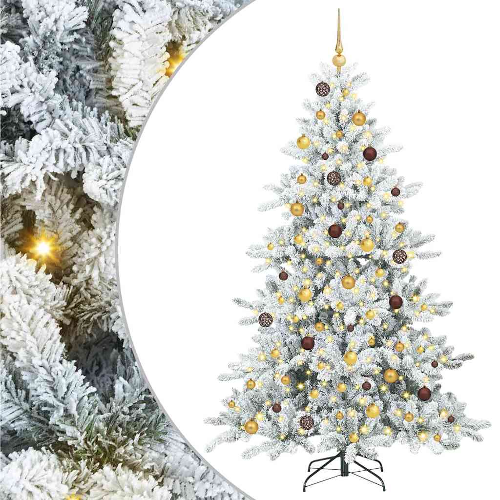 vidaXL Artificial Hinged Christmas Tree White 210 cm PVC and Steel 2