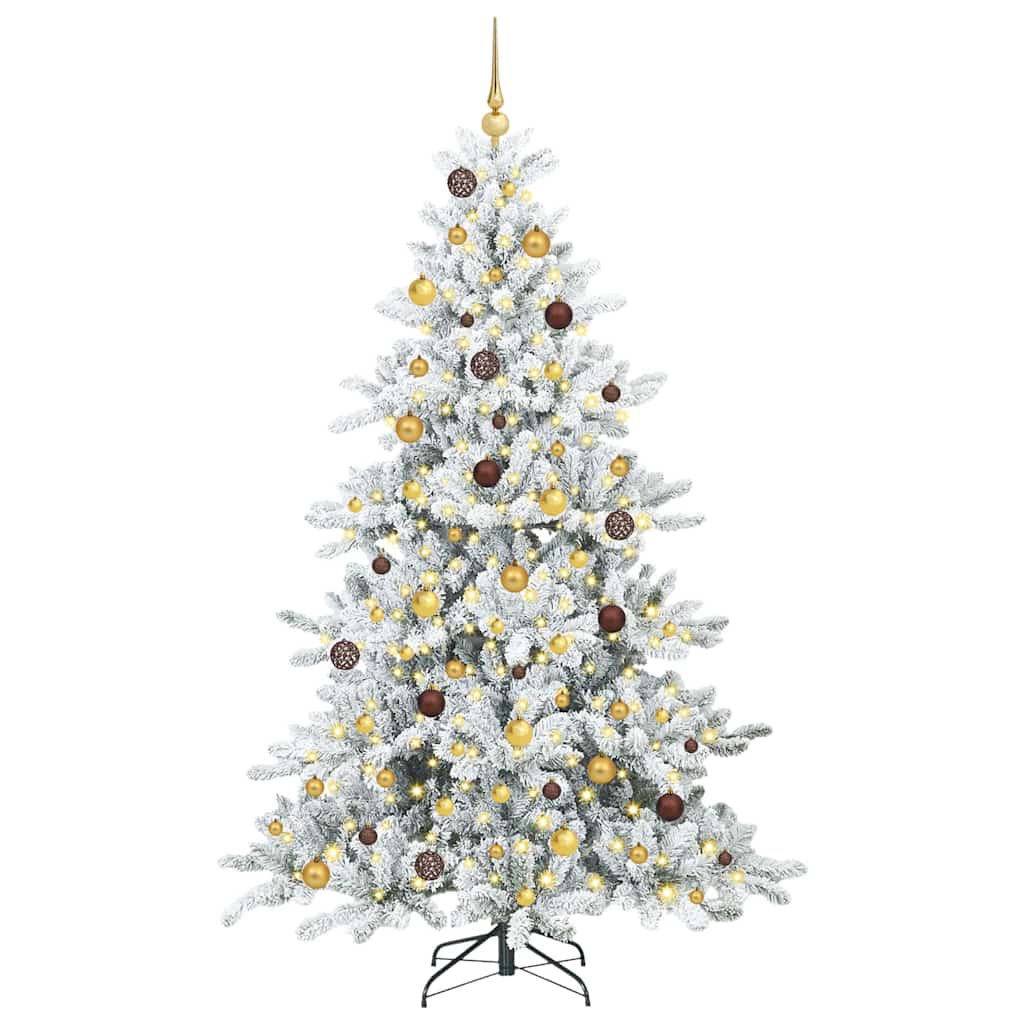 vidaXL Artificial Hinged Christmas Tree White 210 cm PVC and Steel 3