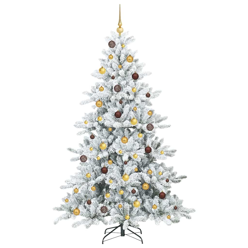vidaXL Artificial Hinged Christmas Tree White 210 cm PVC and Steel 4