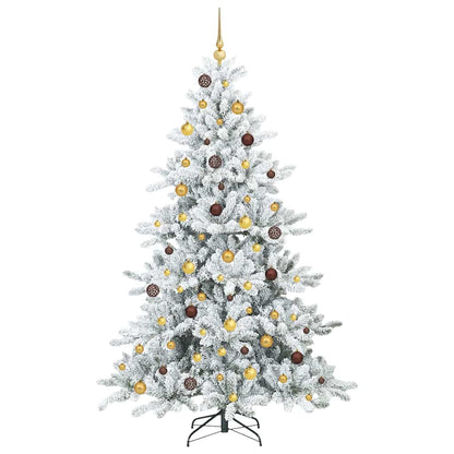 vidaXL Artificial Hinged Christmas Tree White 210 cm PVC and Steel 4