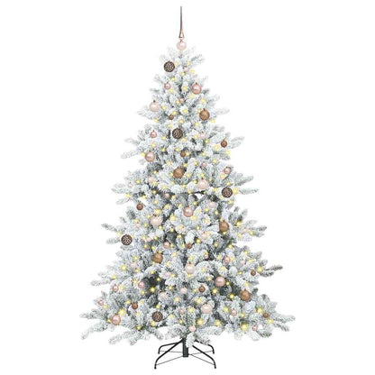 vidaXL Artificial Hinged Christmas Tree White 210 cm PVC and Steel 3