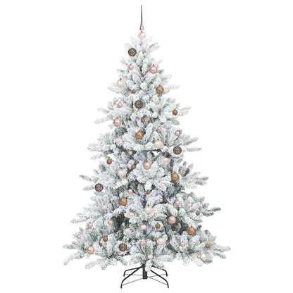 vidaXL Artificial Hinged Christmas Tree White 210 cm PVC and Steel 4