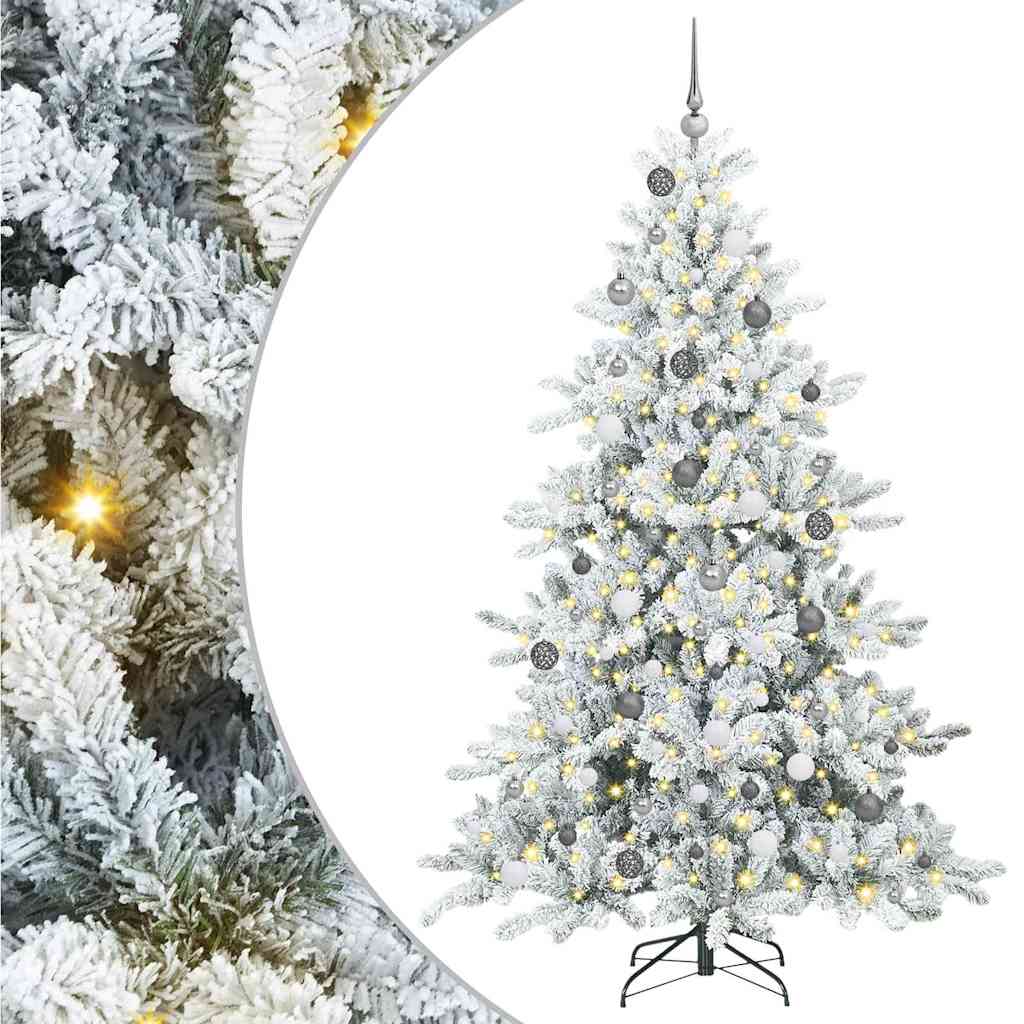 vidaXL Artificial Hinged Christmas Tree White 210 cm PVC and Steel 2
