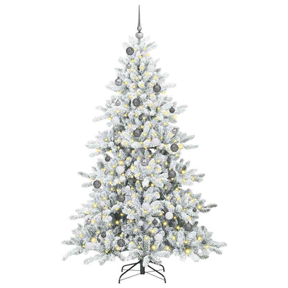 vidaXL Artificial Hinged Christmas Tree White 210 cm PVC and Steel 3