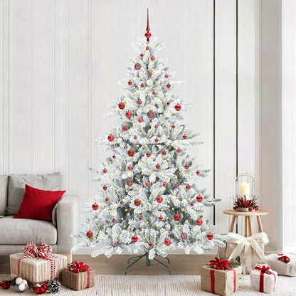 vidaXL Artificial Hinged Christmas Tree White 210 cm PVC and Steel 1