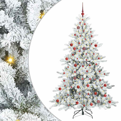 vidaXL Artificial Hinged Christmas Tree White 210 cm PVC and Steel 2