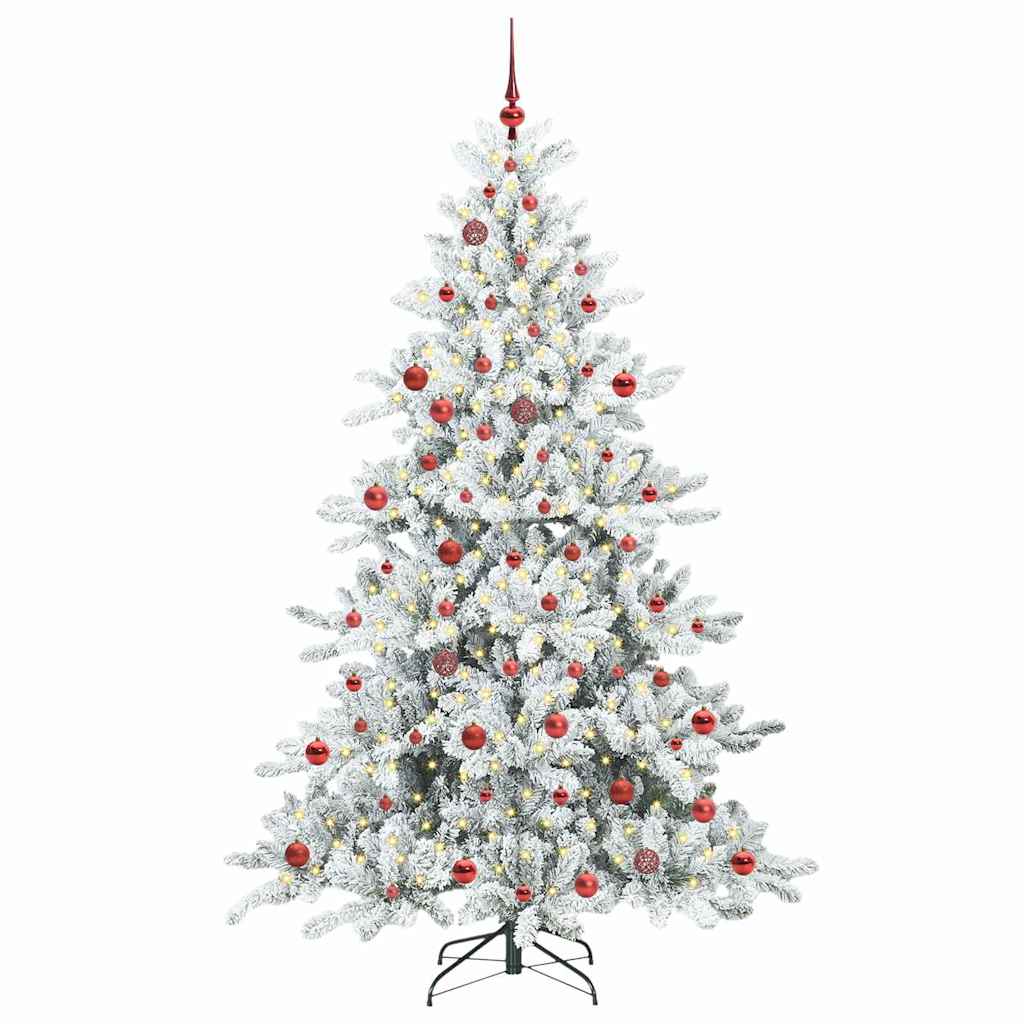 vidaXL Artificial Hinged Christmas Tree White 210 cm PVC and Steel 3