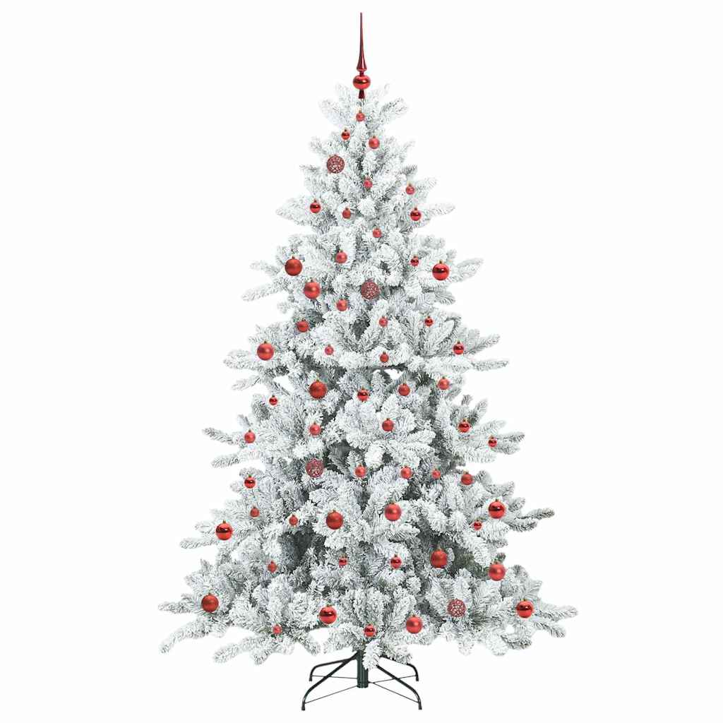 vidaXL Artificial Hinged Christmas Tree White 210 cm PVC and Steel 4