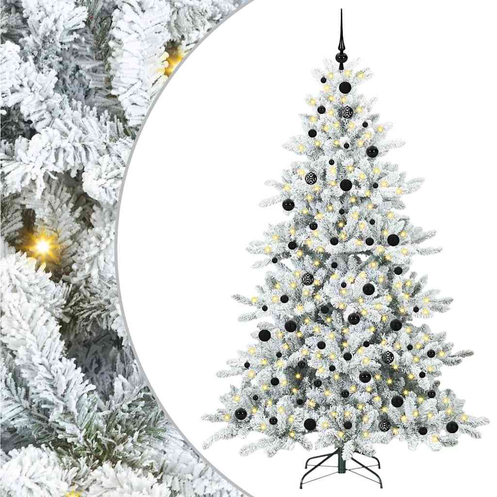 vidaXL Artificial Hinged Christmas Tree White 210 cm PVC and Steel 1