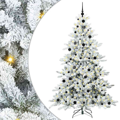 vidaXL Artificial Hinged Christmas Tree White 210 cm PVC and Steel 1