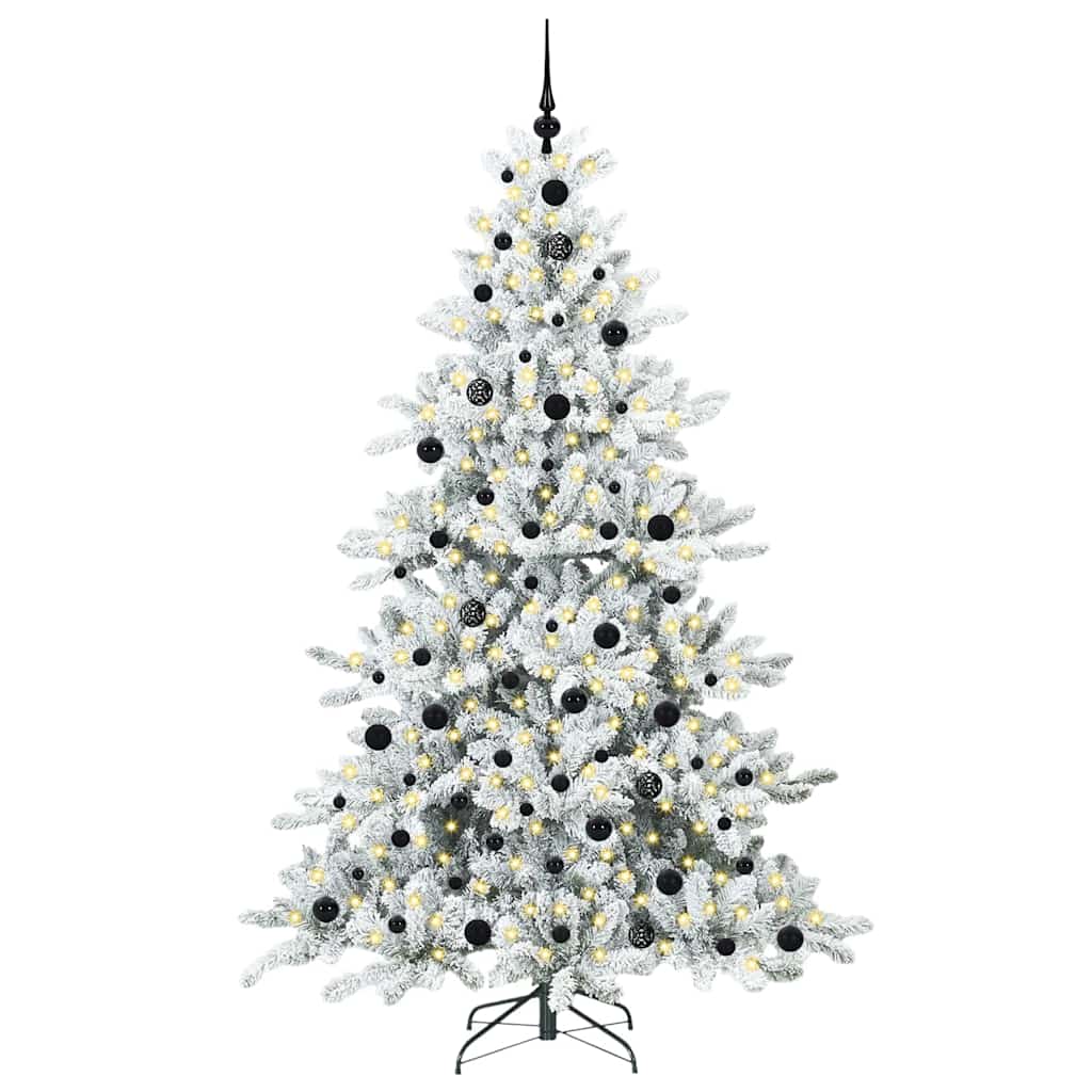 vidaXL Artificial Hinged Christmas Tree White 210 cm PVC and Steel 2