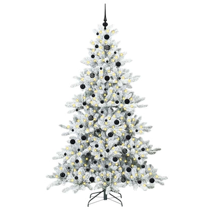 vidaXL Artificial Hinged Christmas Tree White 210 cm PVC and Steel 2