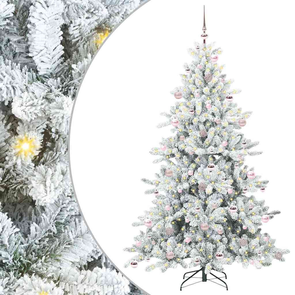 vidaXL Artificial Hinged Christmas Tree White 210 cm PVC and Steel 2