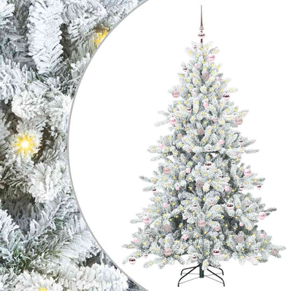 vidaXL Artificial Hinged Christmas Tree White 210 cm PVC and Steel 2