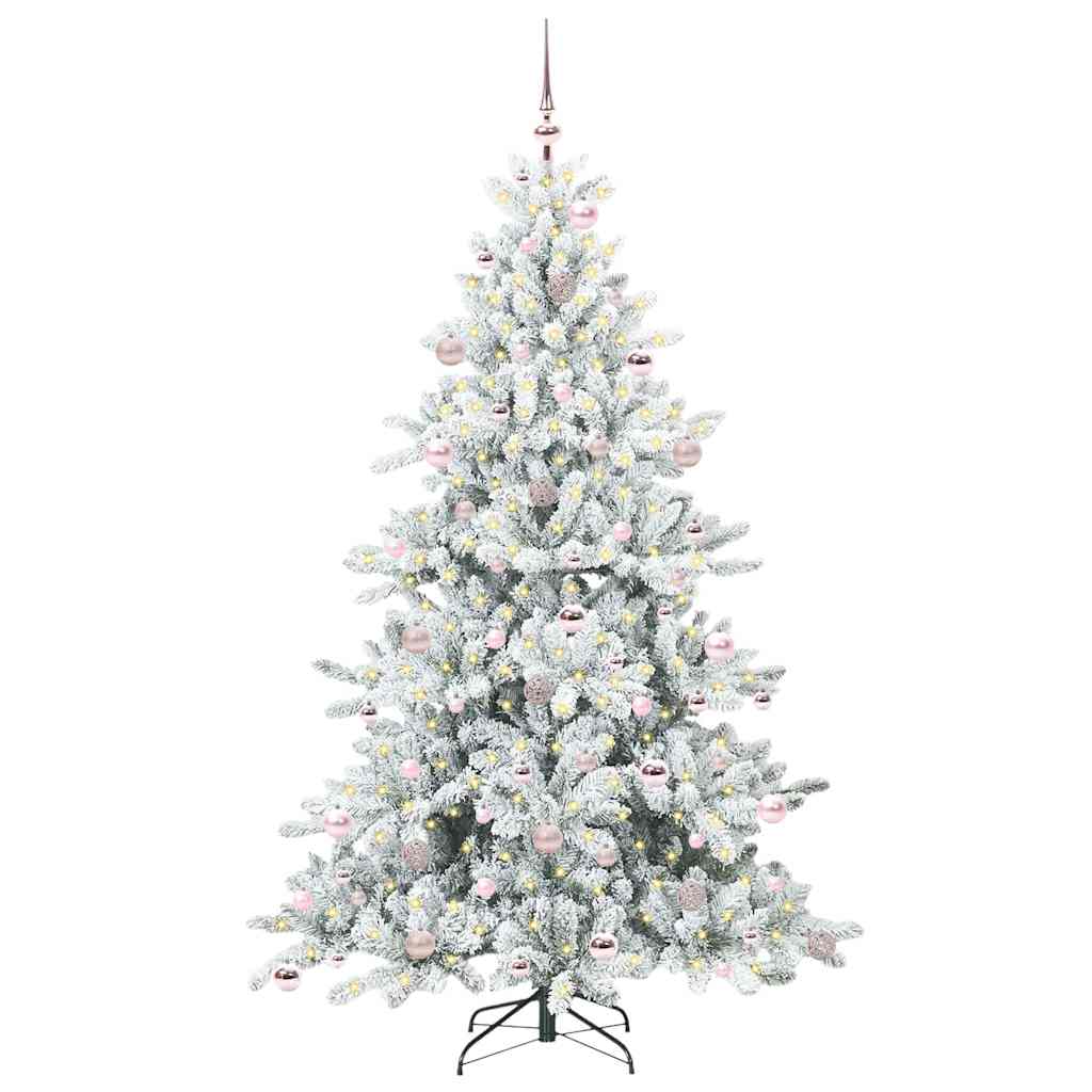 vidaXL Artificial Hinged Christmas Tree White 210 cm PVC and Steel 3