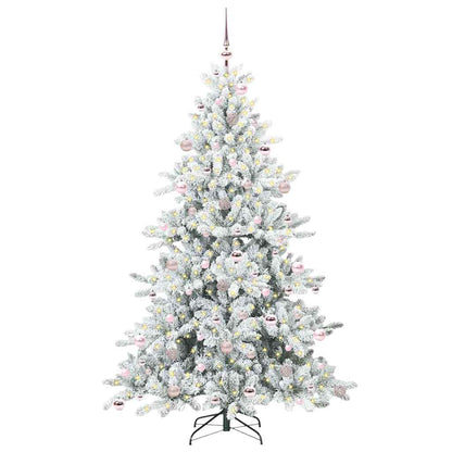 vidaXL Artificial Hinged Christmas Tree White 210 cm PVC and Steel 3