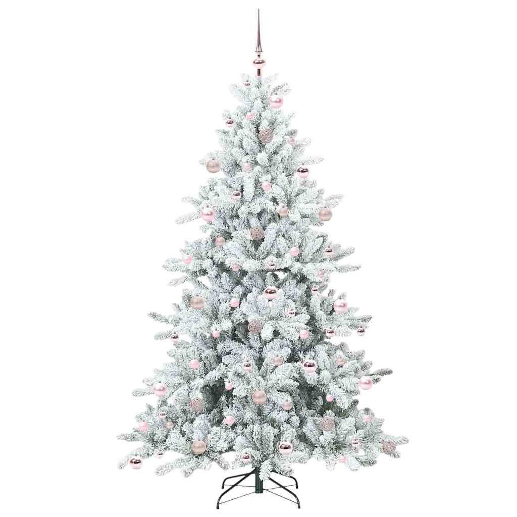 vidaXL Artificial Hinged Christmas Tree White 210 cm PVC and Steel 4