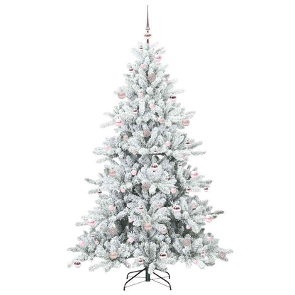 vidaXL Artificial Hinged Christmas Tree White 210 cm PVC and Steel 4