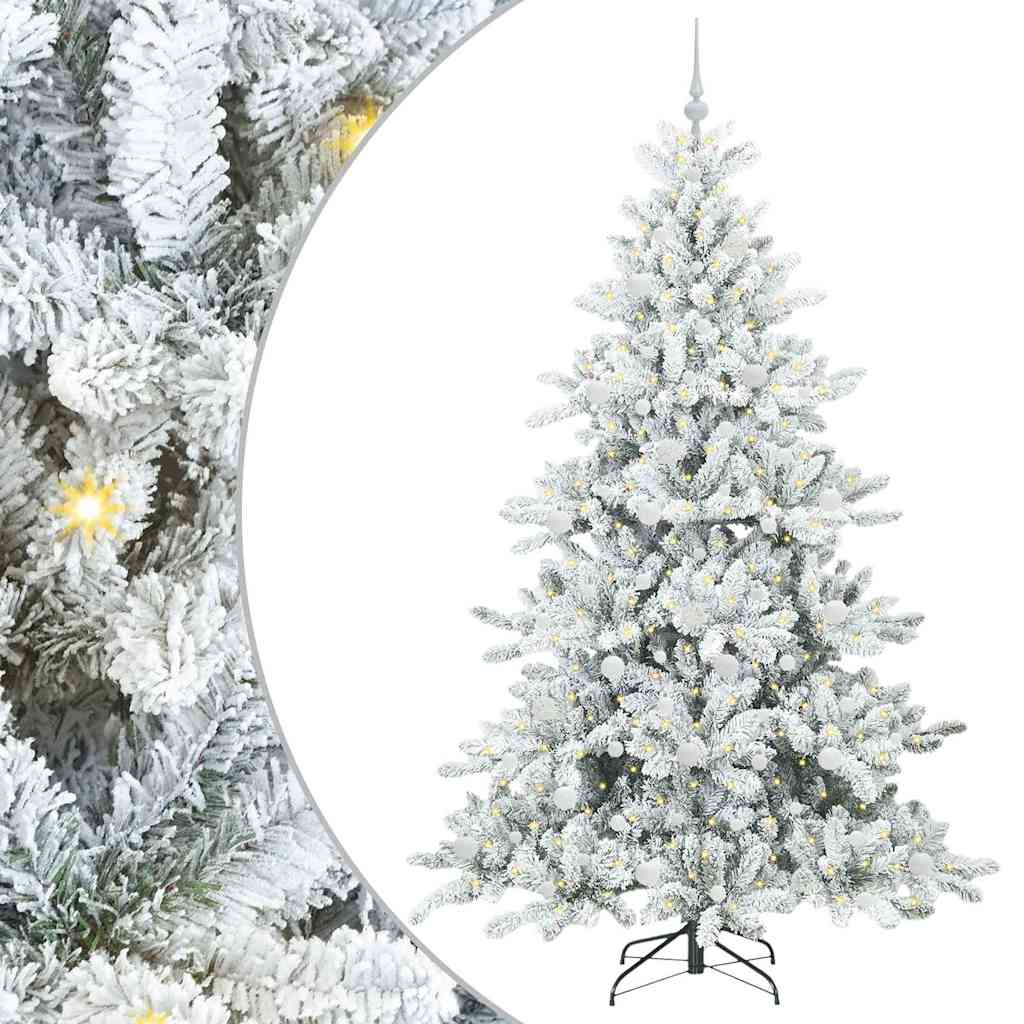 vidaXL Artificial Hinged Christmas Tree White 210 cm PVC and Steel 2