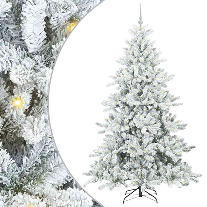 vidaXL Artificial Hinged Christmas Tree White 210 cm PVC and Steel 2