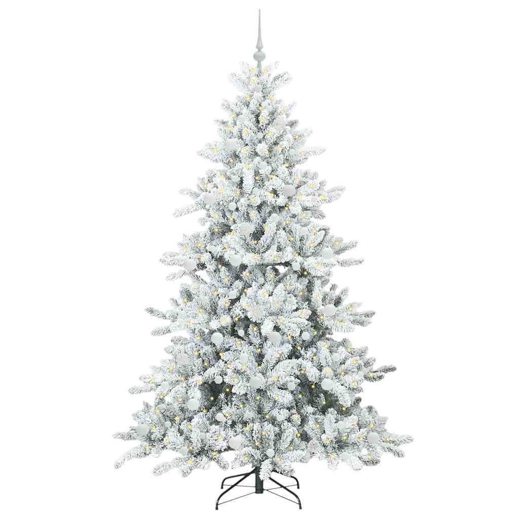 vidaXL Artificial Hinged Christmas Tree White 210 cm PVC and Steel 3
