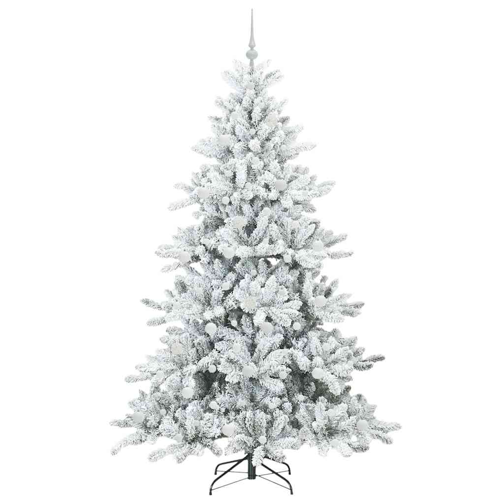 vidaXL Artificial Hinged Christmas Tree White 210 cm PVC and Steel 4