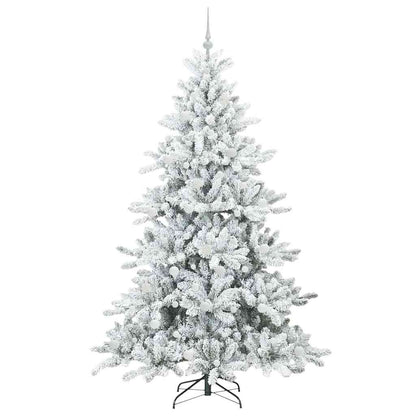 vidaXL Artificial Hinged Christmas Tree White 210 cm PVC and Steel 4