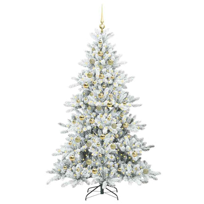 vidaXL Artificial Hinged Christmas Tree White 210 cm PVC and Steel 3