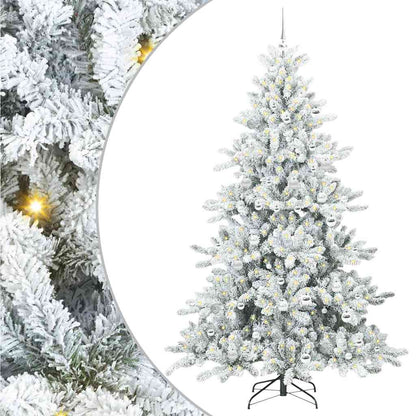 vidaXL Artificial Hinged Christmas Tree White 210 cm PVC and Steel 2