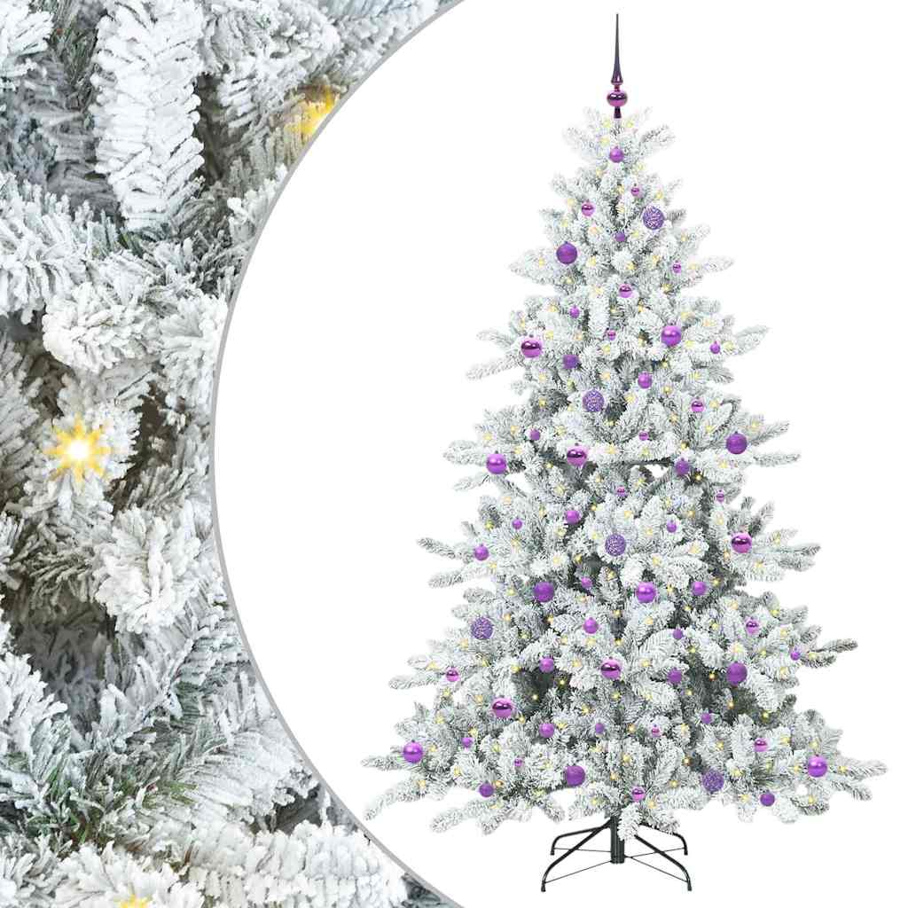 vidaXL Artificial Hinged Christmas Tree White 210 cm PVC and Steel 2